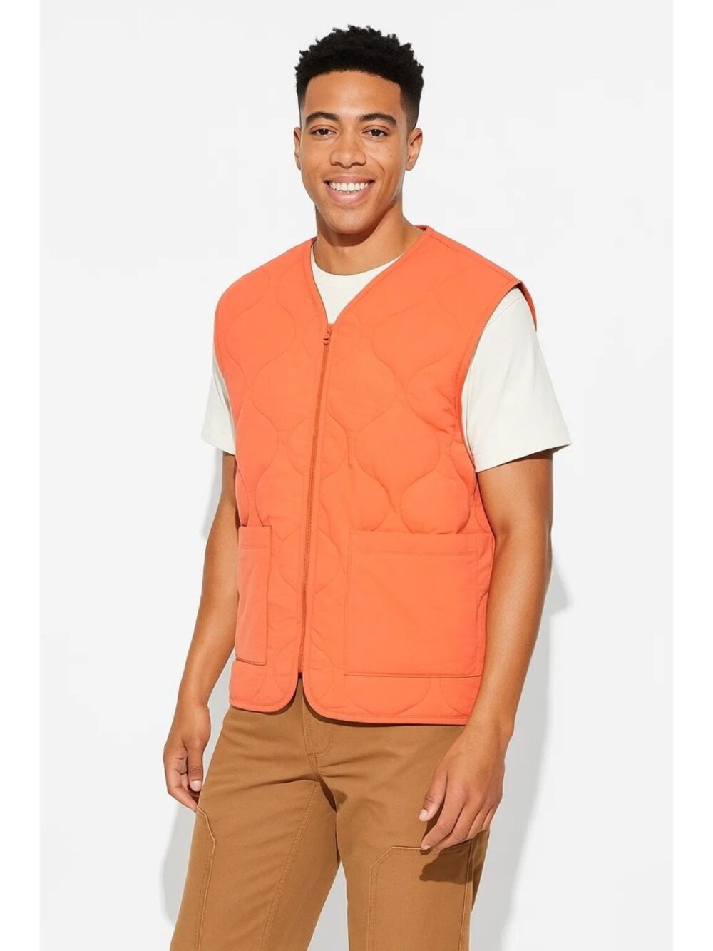 Original Use Mens Large Quilted Vest Orange Hunting Outdoors Men's